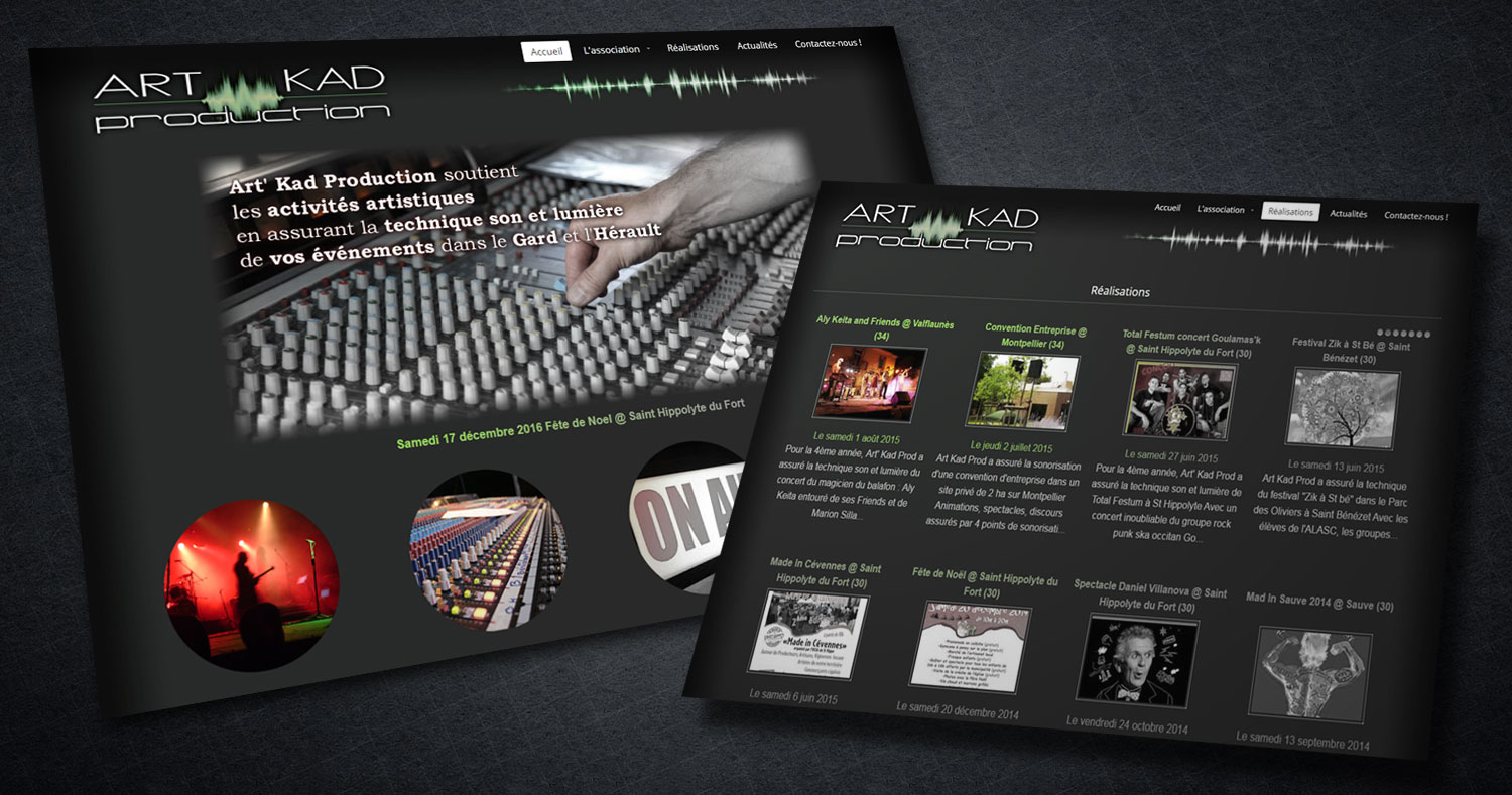 Site internet Artkad Production (Gard)